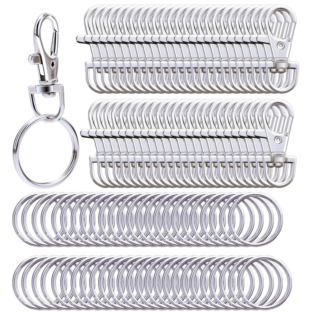 

30pcs Metal Swivel Lanyard Snap Hooks and Split Key Rings Chain Hook Keychain for DIY Key chain Making