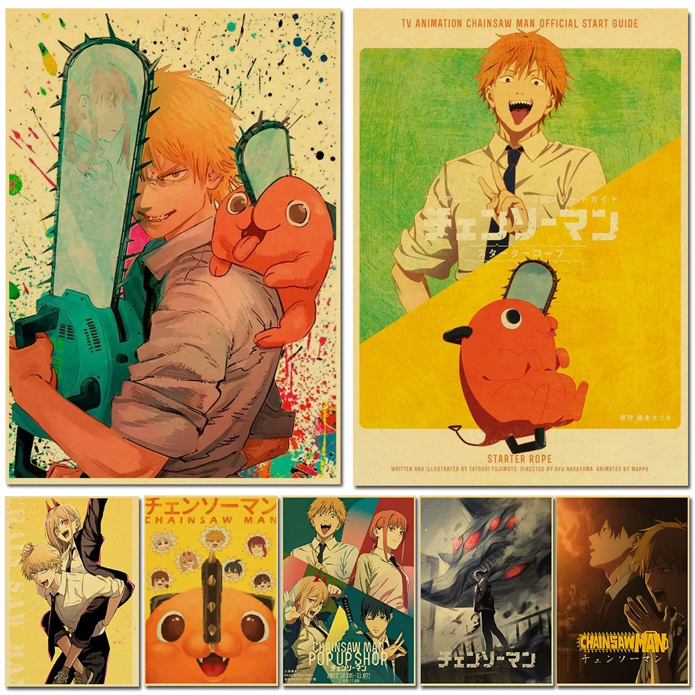 

Chainsaw Man Poster Japan Anime Retro Wall Decor Canvas painting Living Room Posters Home Decor Bar Bedroom Cafe Wall Painting