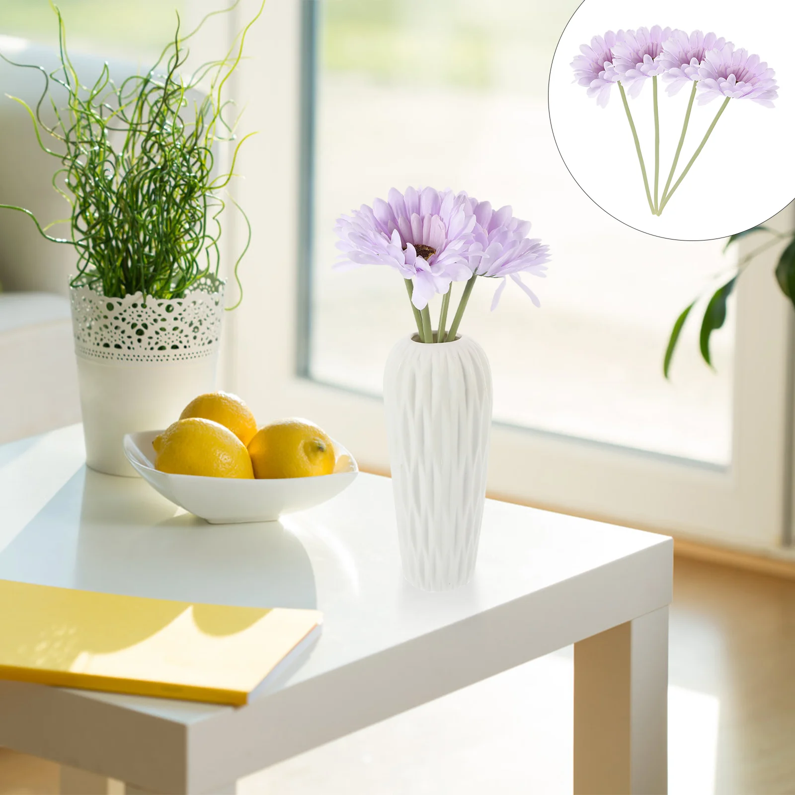 

4pcs Realistic Artificial African Daisies Faux African Daisies Artificial Flowers Fake Flowers