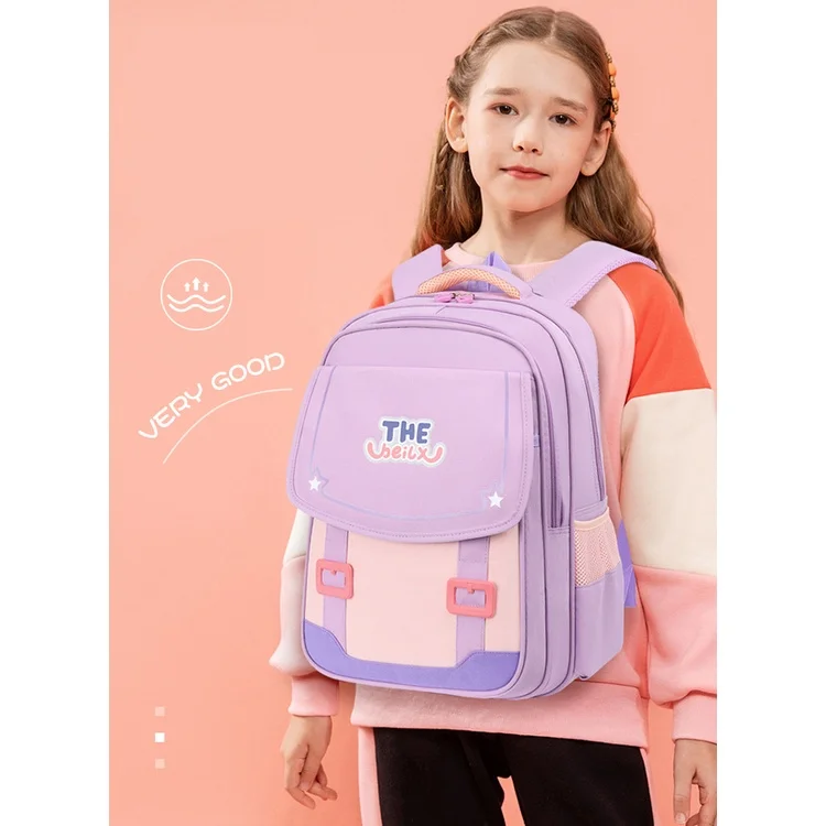 High-capacity Children Simple Panelled Backpacks New Primary Girls Boys Multi Layer Students Double Schoolbags for Grade 3-5