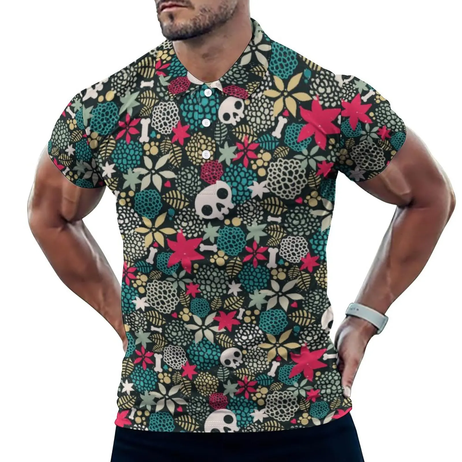 

Мужская винтажная футболка-поло с коротким рукавом, с принтом