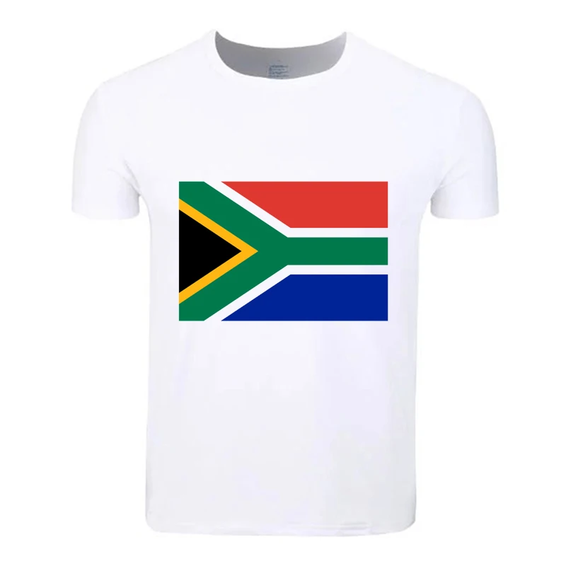 Летняя хлопковая Футболка с принтом южноафриканского флага для студентов