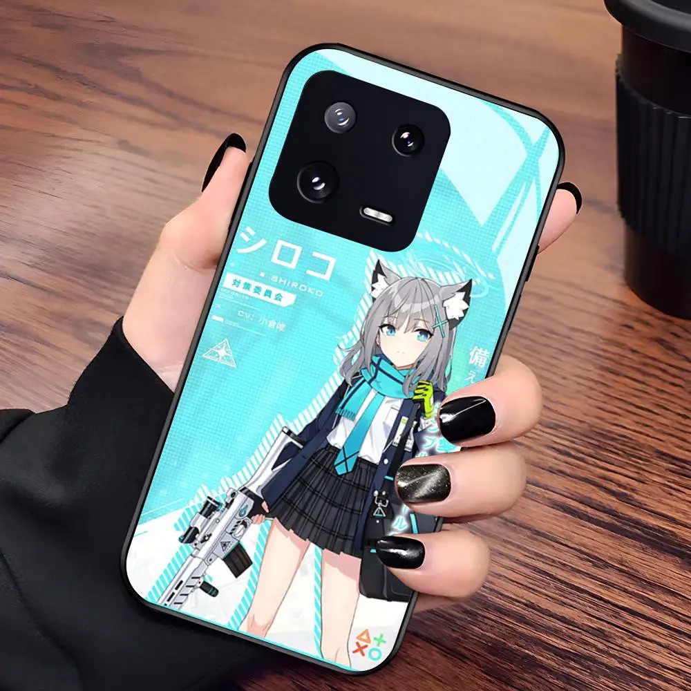 Фото Чехол для телефона Blue Archive Girl S-Shiroko Arona для Xiaomi 17 15 14 13 12 Mi 11 X T Ultra Pro Lite 5G, черный, стеклянный №4