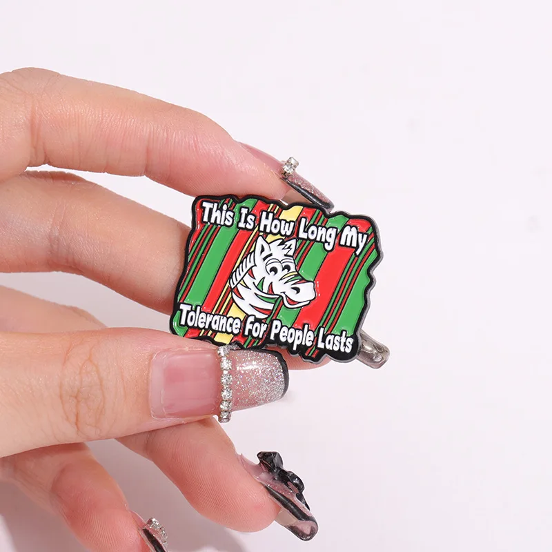 This Is How Long My Tolerance For People Lasts Brooch Cartoon Versatile Backpack Jewelry Clothes Lapel Pin Gift Friends