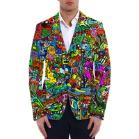 male graffiti jackets suit oversize for men clothing casual fashion mens blazers costum summer jacket slim coat dropshipping