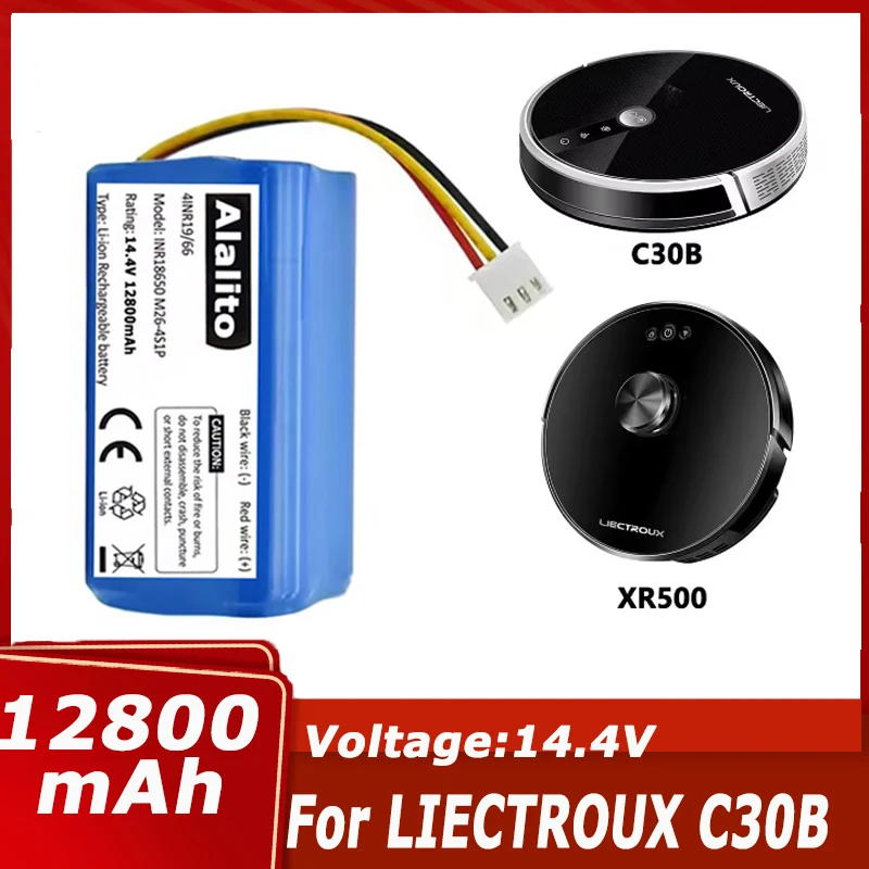 Фото Аккумулятор 14.4В для робота-пылесоса LIECTROUX C30B E30, 2600 мАч, литиевый, 18650, запчасти для уборочного инструмента №1