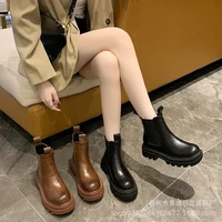 womens boots pu leather slip on ankle chelsea boots autumn fashion women shoes retro ladies comfort footwear female boot