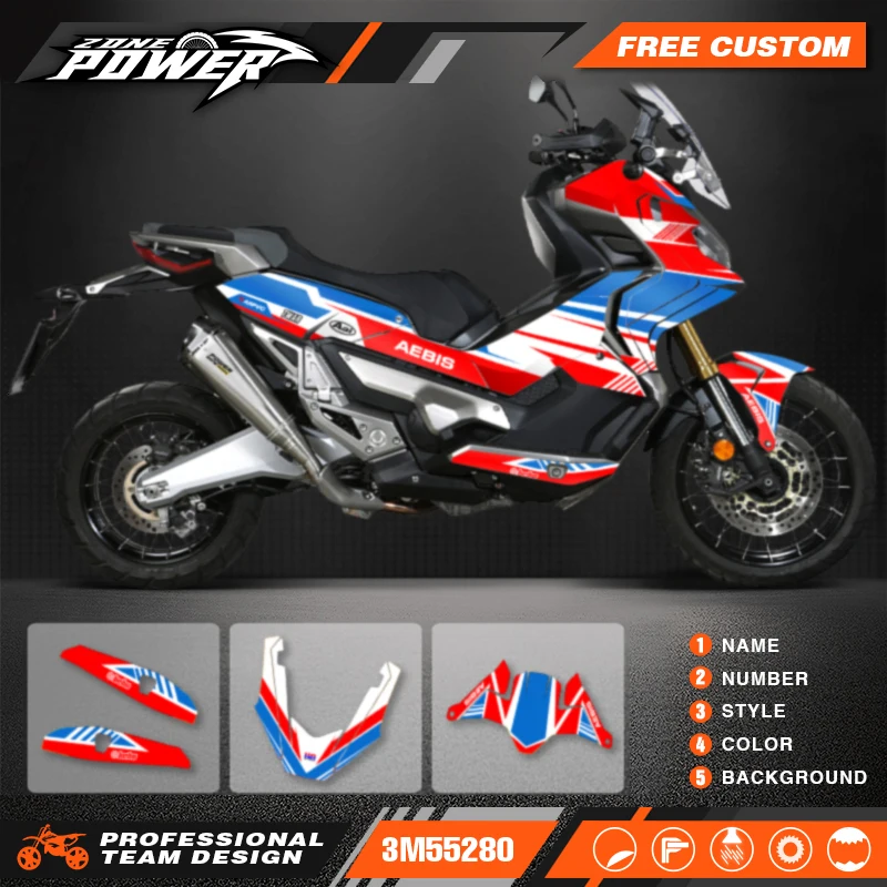 Фото Наборы наклеек с графическими наклейками для мотоцикла Powerzone для Honda X-ADV 750 2017 2018 2019 2020, номер имени на заказ 007 №1