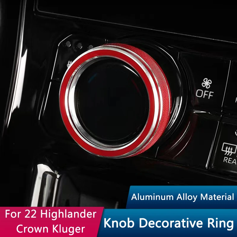 

QHCP 3Pcs/set Car Aluminum Alloy Knob Decorative Ring For 22 Highlander/Crown Kluger Air Conditioning Knob Bright Circle Sticker