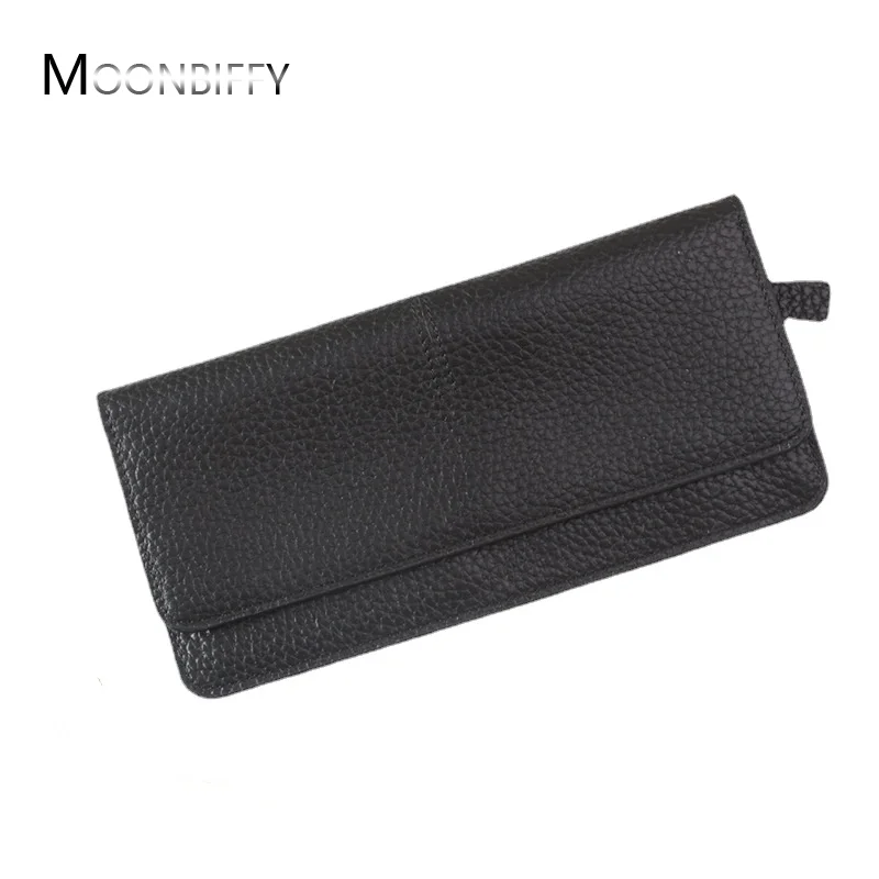 

Genuine Leather Women Wallet Fashion Solid Color Coin Purse Multifunctional Cowhide Female Long Women Purses Zipper Card Holder