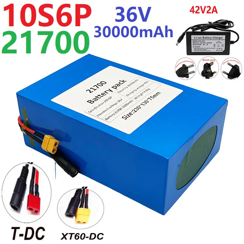 

10S6P 36V 30Ah 21700 Rechargeable Lithium Battery 42V2A Charger Custom Plug Smart BMS DIY Battery Pack, Xenon Lamp