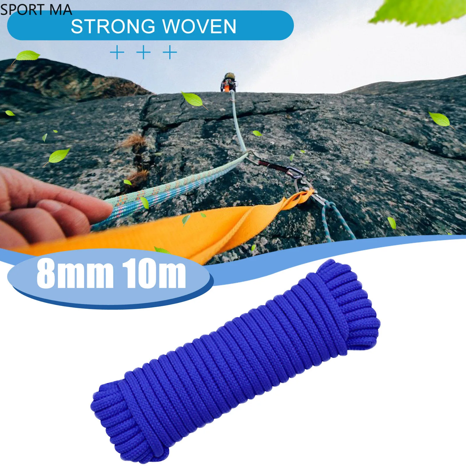 

10/20m 4/6/8mm Outdoor Sports 1pcs Climbing Rope Strong Woven Polypropylene Braided-poly Rope Cord Yacht Sailing Support 250kg