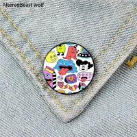 i love monsters printed pin custom funny brooches shirt lapel bag cute badge cartoon cute jewelry gift for lover girl friends