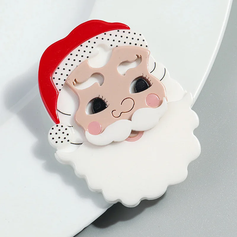 

FishSheep Merry Christmas Acrylic Santa Claus Brooches for Women Kids Big Resin Lovely Cartoon Brooch Pins Jewelry New Year Gift