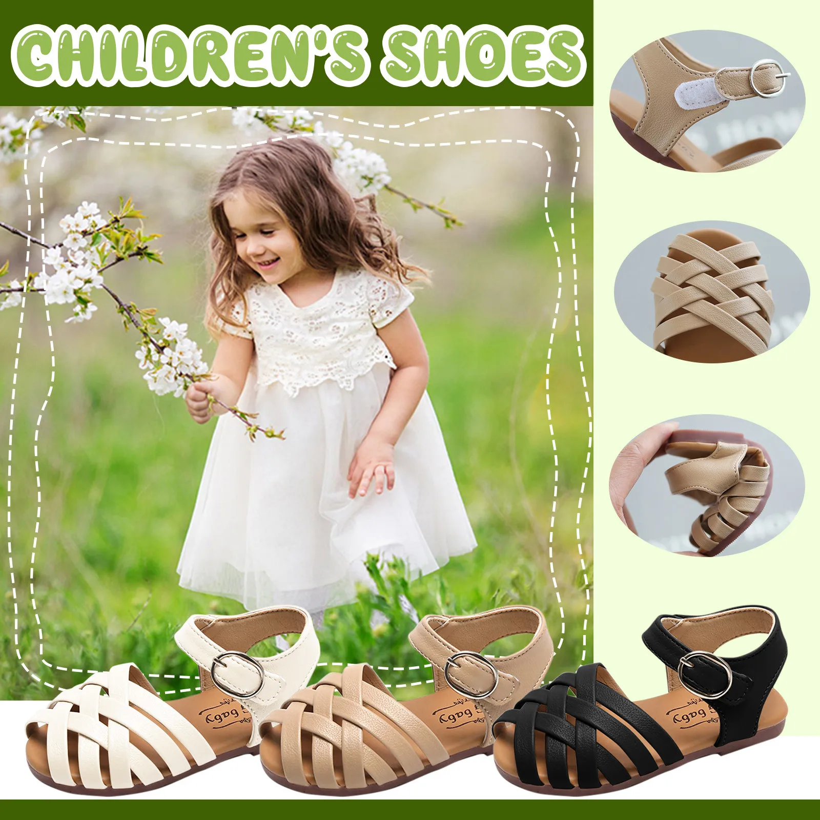 

Детские сандалии принцессы на мягкой подошве, детская пляжная обувь с открытым носком для девочек, обувь для малышей, размеры 5, коричневые с...