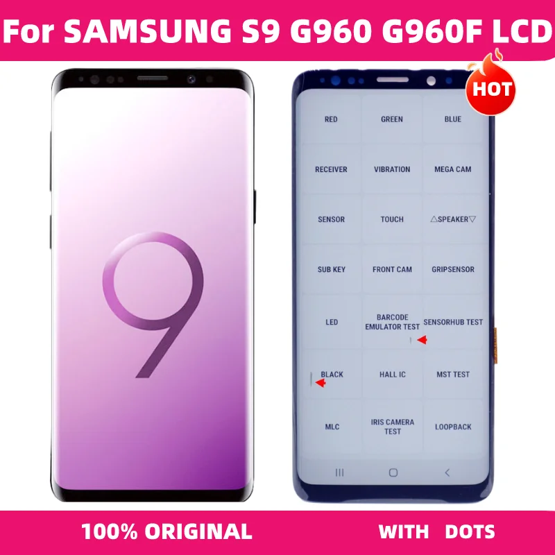 

100% Original S9 Display For SAMSUNG Galaxy S9 Screen With Frame LCD G960 G960F SM-G960F/DS Touch Screen Digitizer Assembly