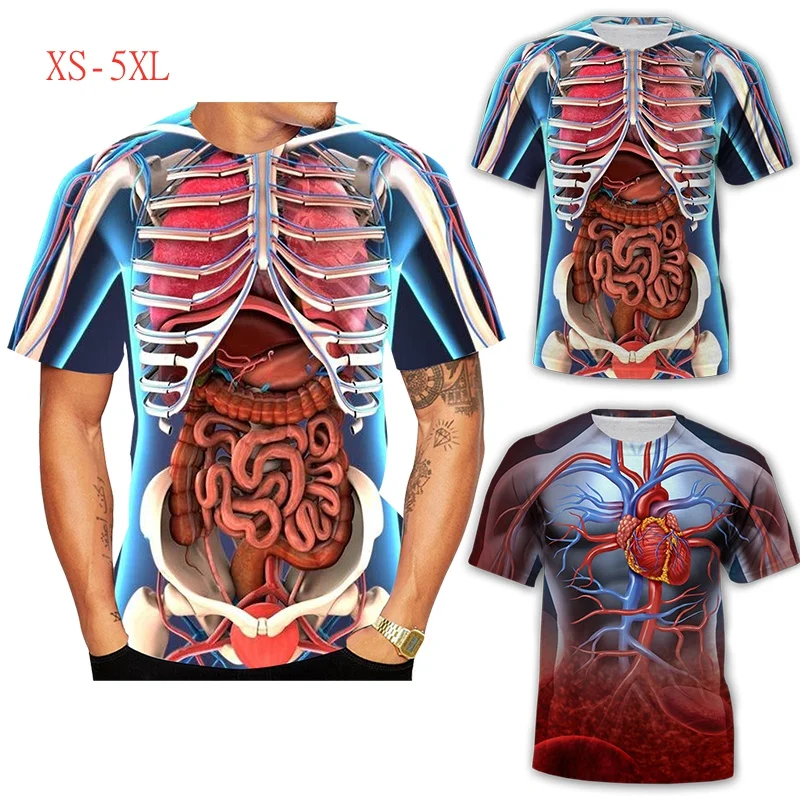 

Skeleton Internal Body Organs Digestive System 3D Printed T-shirt Summer Short Sleeve T Shirt Men Women Tee Shirts Male Clothes