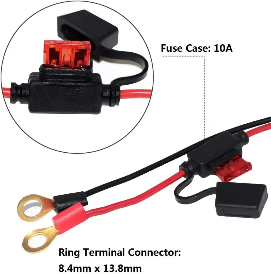 2FT Motorcycle Battery Charger Cable SAE to O-ring Terminal Quick Disconnect Assembly Extension Cable