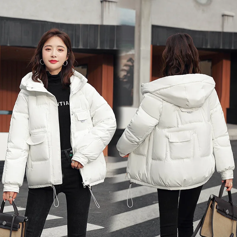 Bread suit new hooded loose upset female brief paragraph 2022 autumn/winter warm girlfriends leisure coat cotton-padded clothes