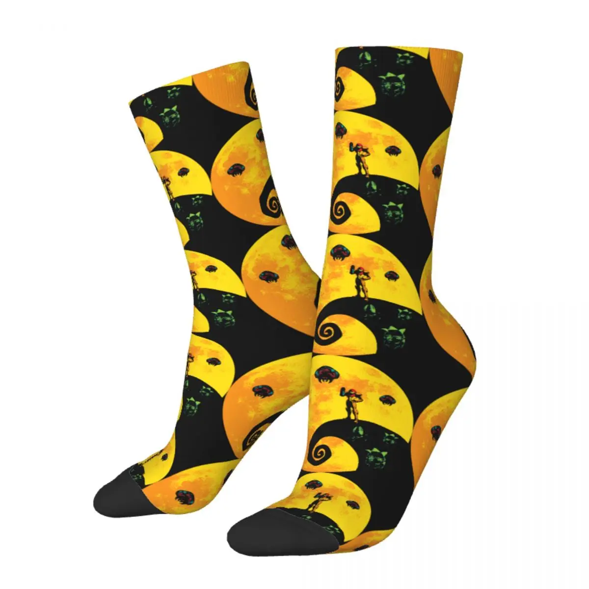 

Funny Happy Men's Socks The Parasites Before Christmas Vintage Harajuku Metroid Prime Game Street Style Novelty Seamless Crew