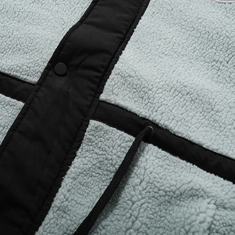Harajuku Style Patchwork Fleece Jacket for Men Winter Fashion Trends Streetwear Teenage Oversized Hooded Coats Windproof Clothes