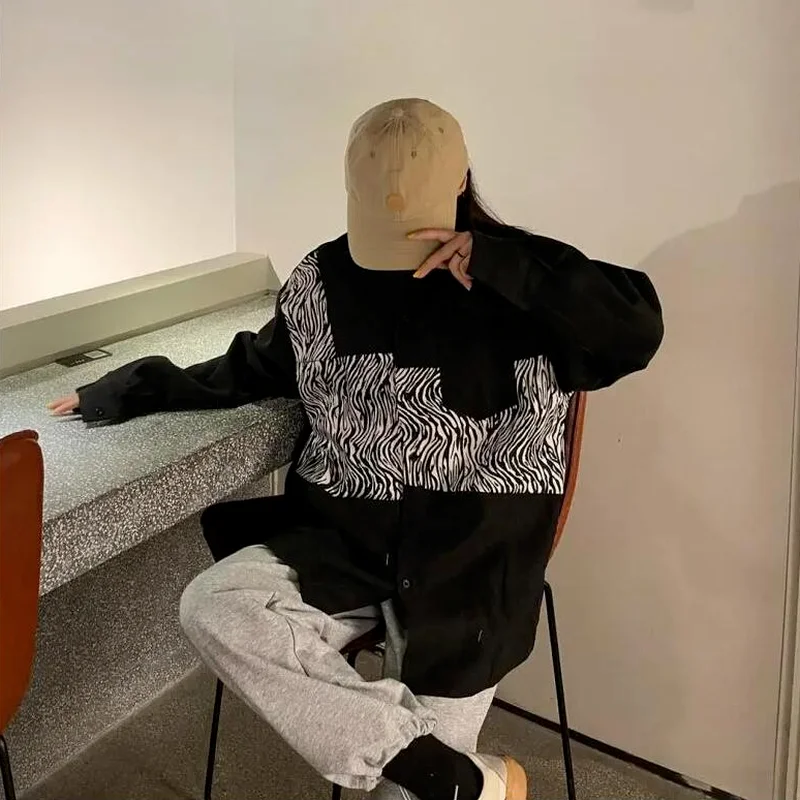 Женские рубашки черная Весенняя стильная уличная одежда для колледжа осенняя