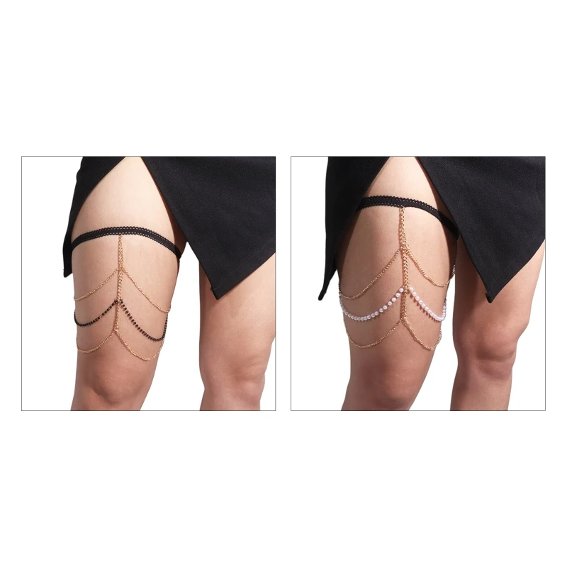 

New style Elegant Pearl Tassel Thigh Chain Leg Body Chain Harness Delicate Leg Garter Belt Beach Club Rave Party Body Supplies