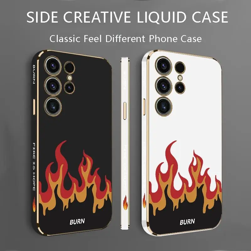 Fierce Fire Luxury Plating Phone Case For Samsung Galaxy S23 S22 S21 S10 S9 S8 Plus Note 20 ultra 10 Plus Cover