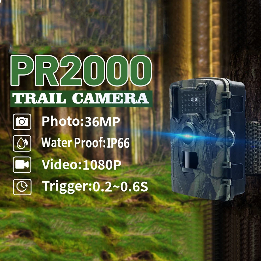 

Охотничья фотоловушка 36MP 1080P, водонепроницаемая Инфракрасная камера с функцией ночного видения для обнаружения дикой природы, уличная каме...
