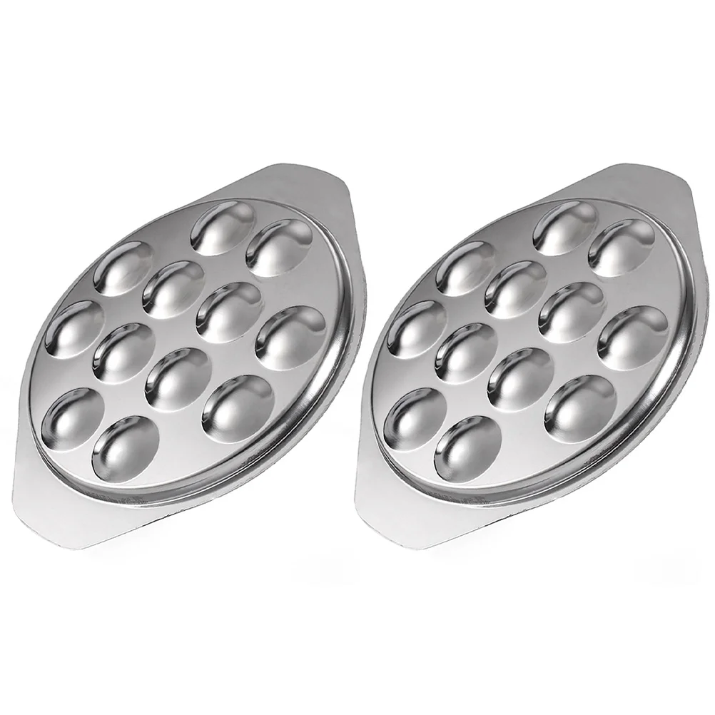 

2 Pcs Snail Dish 12 Holes Escargot Holder Kitchen Seafood Tools Gadget Stainless Steel Plate Conch Baking Tray