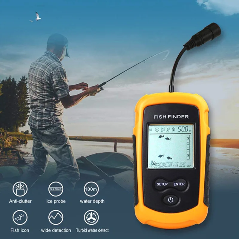 

Portable Fish Finder Rechargeable Wireless Sonar for Fishing 100M Underwater Transducer Echo Sounder Fishing Finder Equipment
