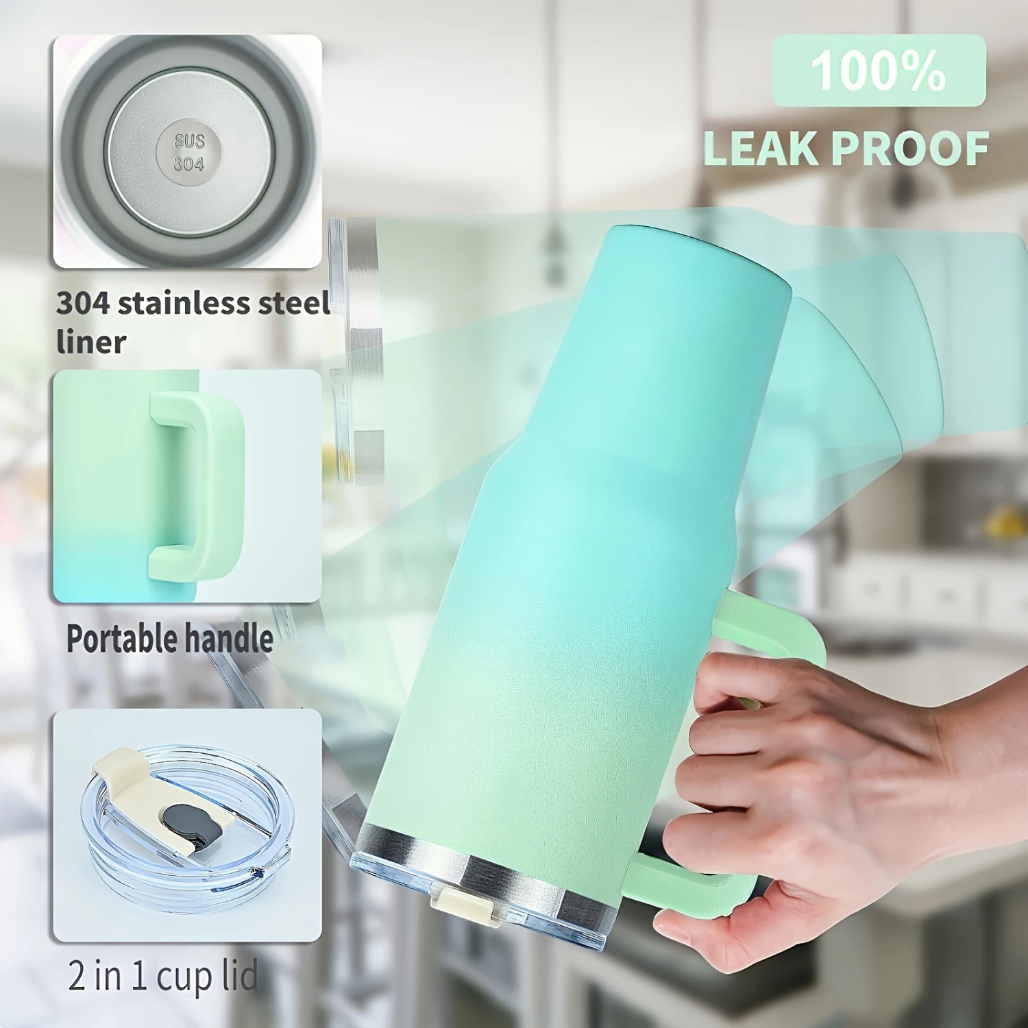 2 ведра из нержавеющей стали емкостью 30 унций с ручкой и соломинкой изолированная