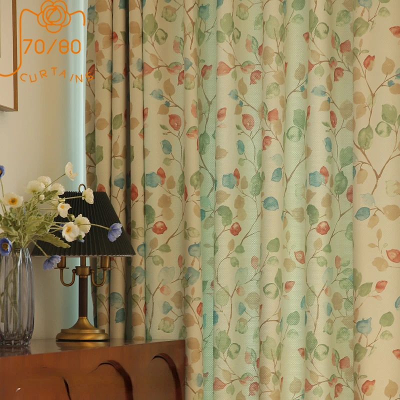 

Cotton and Linen Color Oil Painting Printing Curtains for Living Room Bedroom Dining Room Decoration Partition Curtain Finished