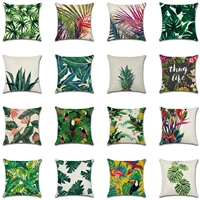tropical plants decorative pillowcase tropical birds cotton linen pillowcase leaf pillowcase pillowcase aesthetics