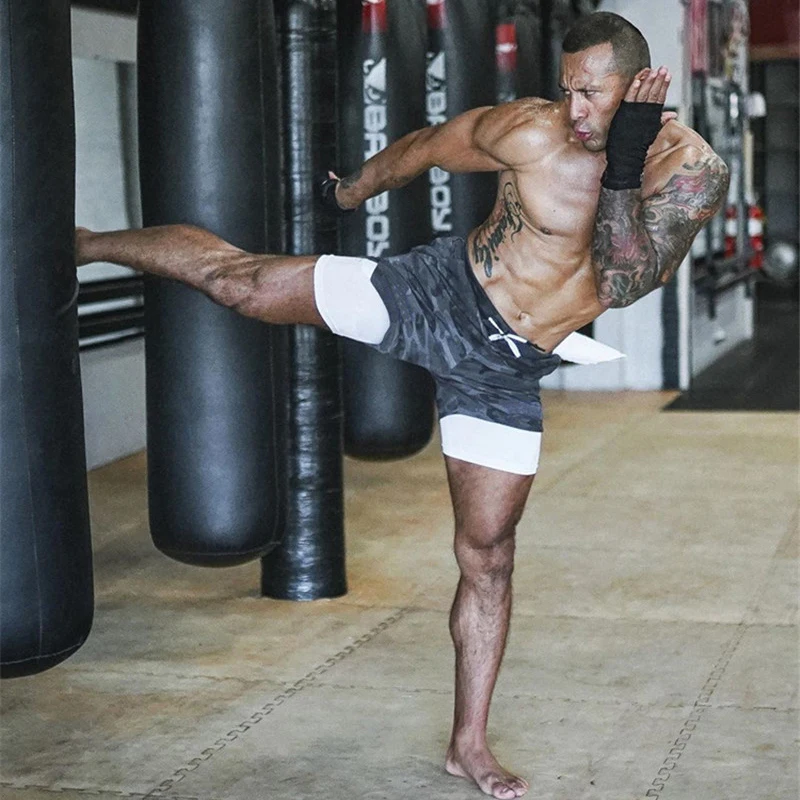 

Gym Shorts Sport Men's 2 In 1 Running Fitness Shorts Workout Sweatpants Athletic Soccer Short Tight Training Clothing Activewear