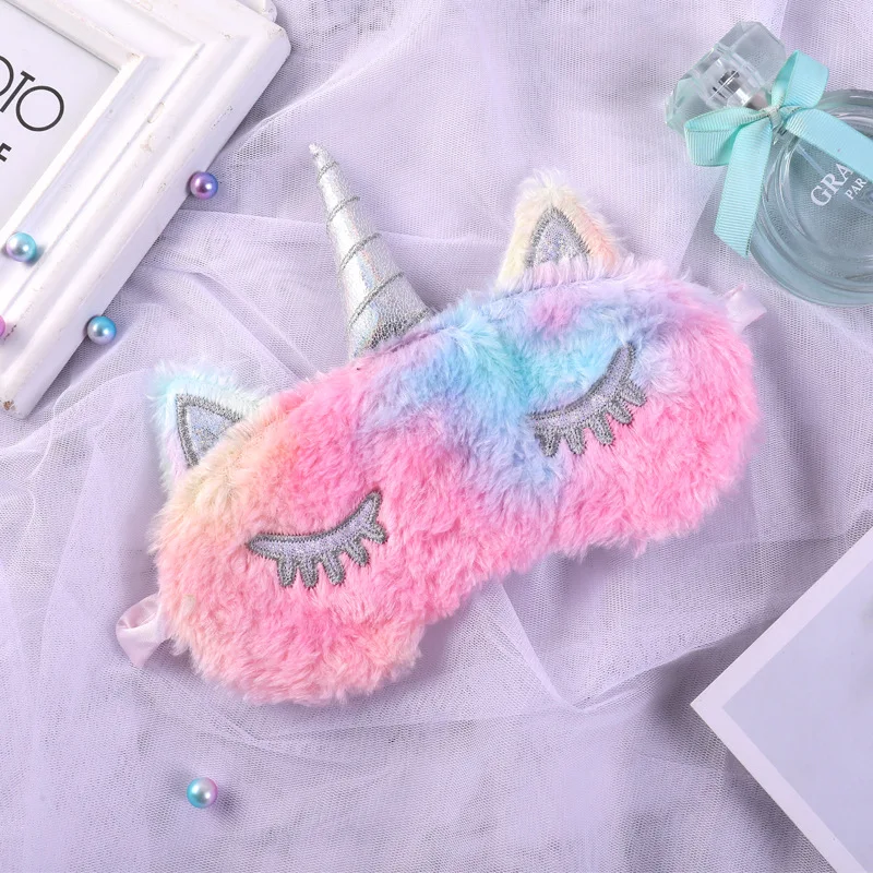 

Plush Unicorn Sleeping Mask Cute Kids Eye Cover Cartoon 3D Sleep Eye Mask Travel Eye Band Shade Rest Eyepatch Eye Blindfolds