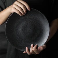 ceramic home black frosted western food plate steak plate restaurant plate cutting plate creative tableware plate plates set