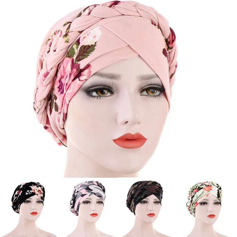 

Printing Bonnet For Women High Elastic Wide Band Night Sleep Polyester Cotton Hat Chemo Caps Ladies Fashion Head Wrap