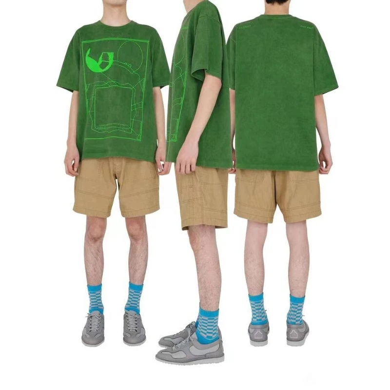 

Washed Batik Green Cav Empt Fashion Shirts Men 1:1 Top Quality CAVEMPT Abstract Geometry C.E Women T-shirt Vintage Tee