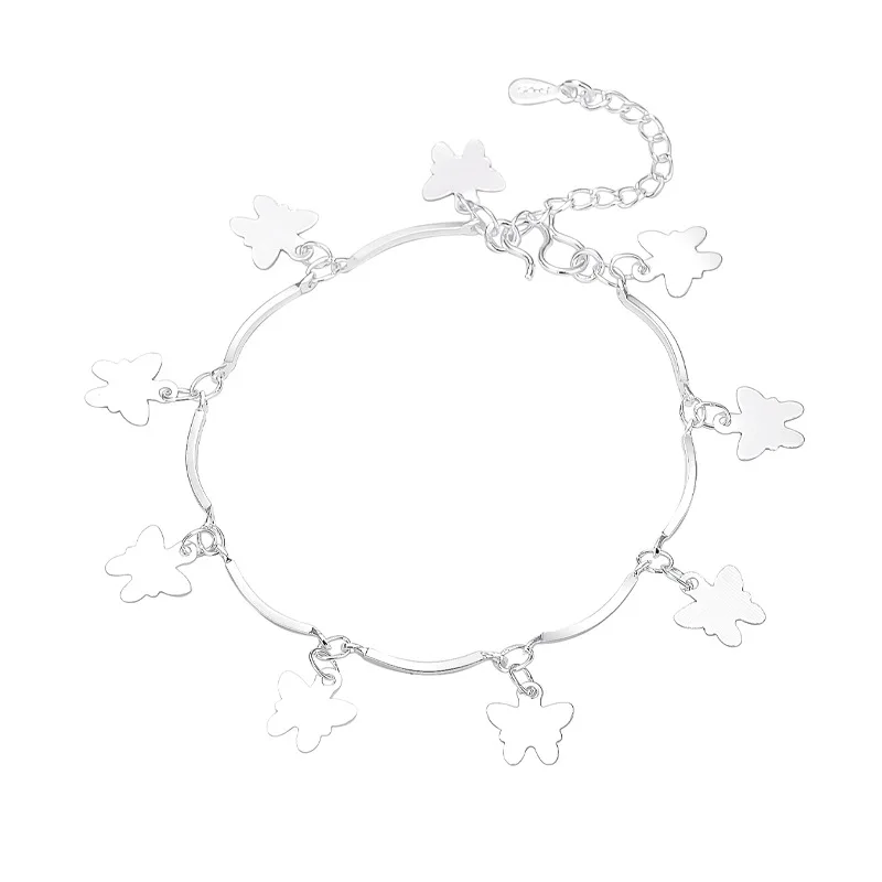 Женский браслет из серебра 925 пробы с изображением бабочки клевера и колокола |