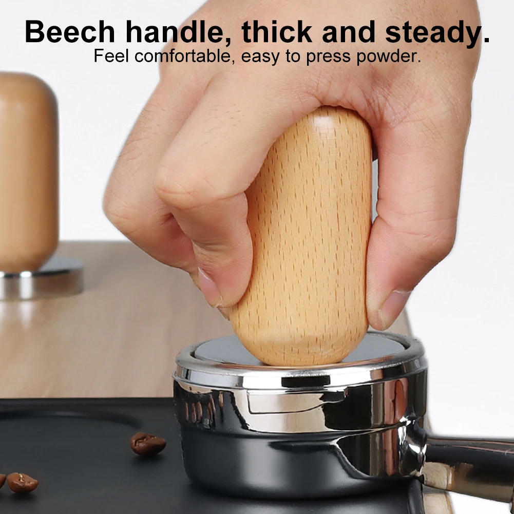 

Beech Coffee Tamper Detachable Coffee Powder Press Hammer Flat Base Espresso Coffee Accessories Barista Tools 40*58MM 51mm/58mm