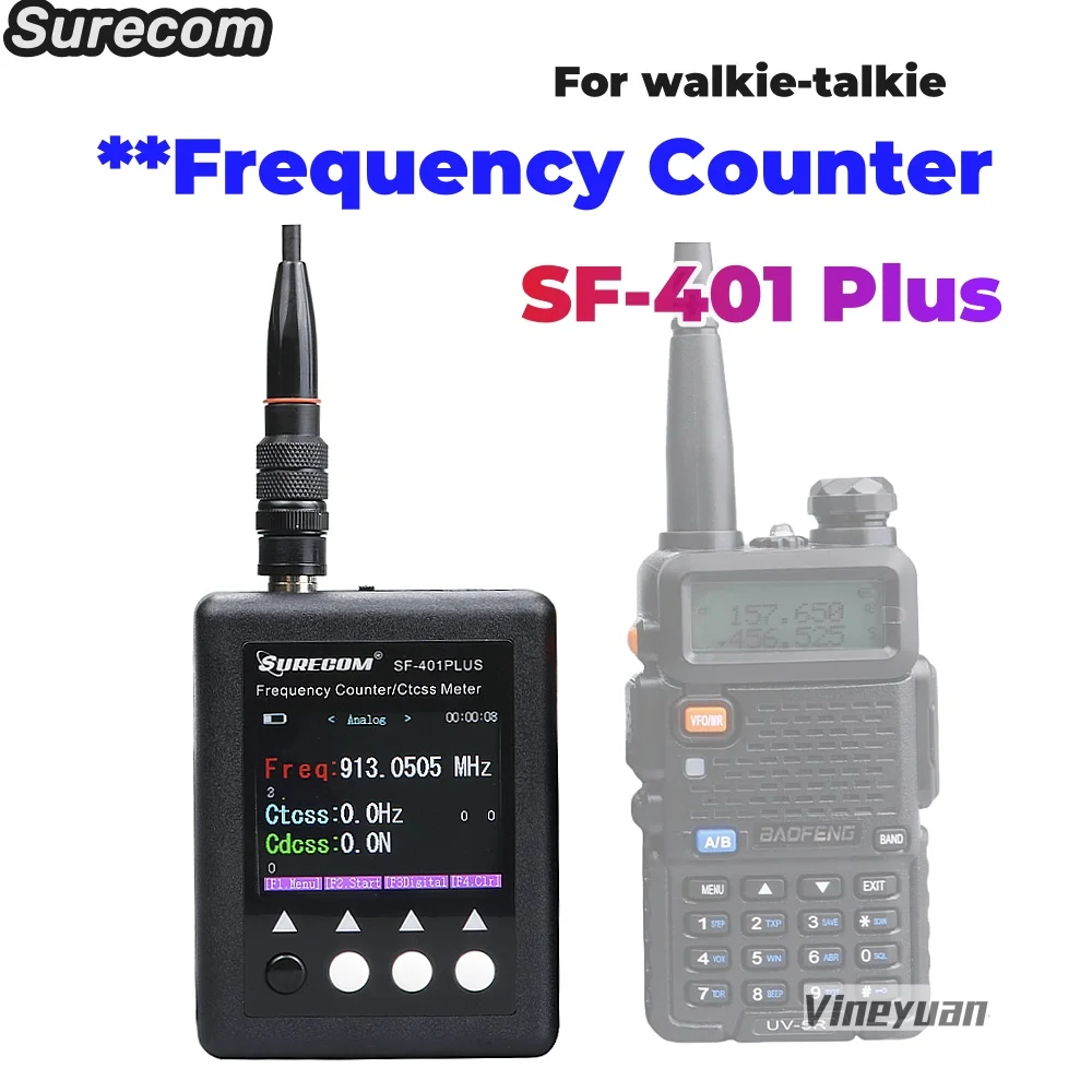 Фото Surecom SF-401 Plus Радиочастотомер, портативный частотомер 27МГц-3000МГц, декодер CTCSS/DCS, измеритель частоты. №1