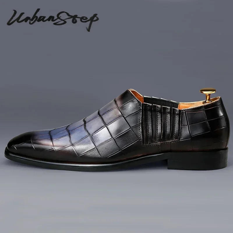 Туфли мужские без шнуровки Крокодиловая Кожа роскошные повседневные Мокасины
