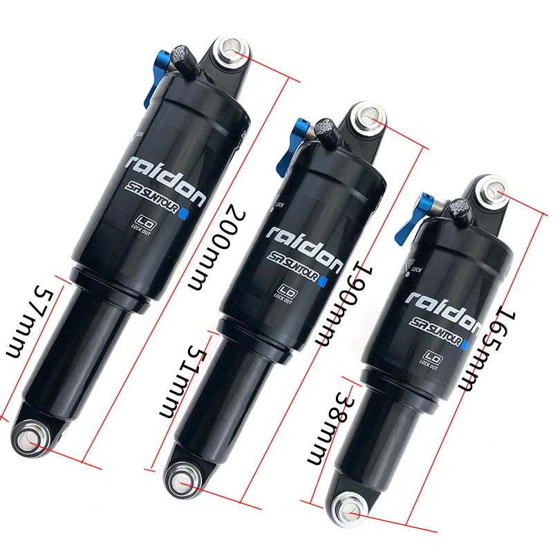 

Bike Rear Shock Bumper Shox Air Downhill Pneumatic Chamber Dampers Mountain Bike Pressure Suspension Lock Rear 165/190/200mm