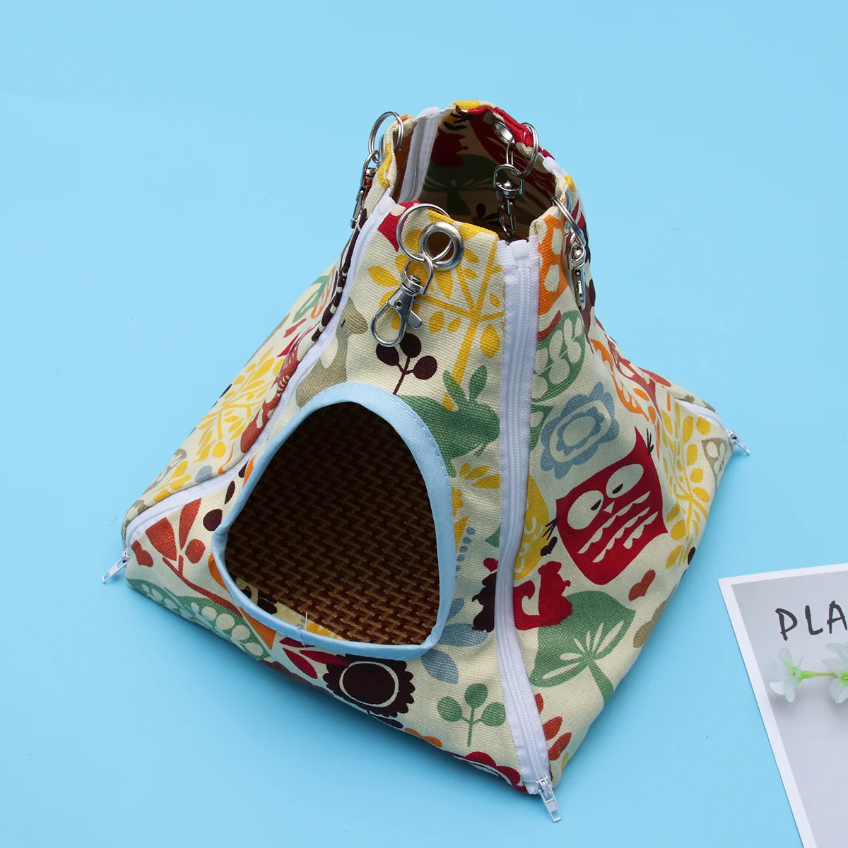 

Zoo Theme Printed Small Pet Hammock Tent-stype Summer Cool Nest Pet Hanging Bed House for Ferret Rabbit Rat Hamster Squirrel