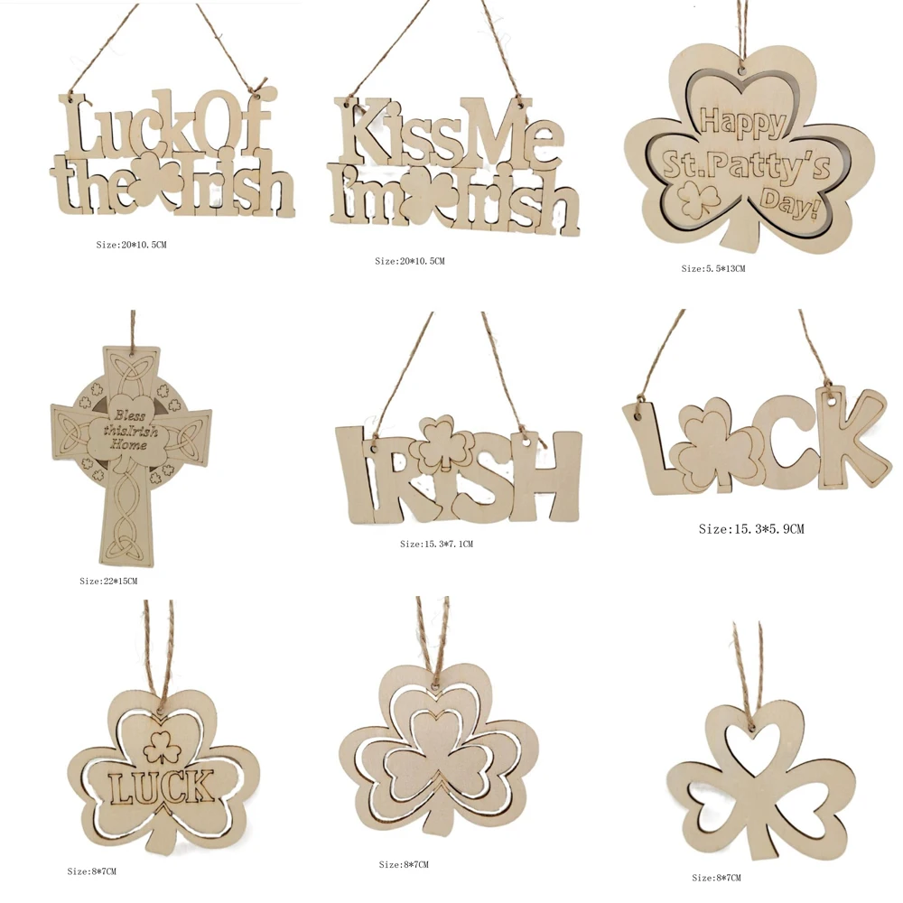 

Wooden Party DIY Decoration Wooden Irish Festival Cross Clover Hanging Crafts Handmade wood