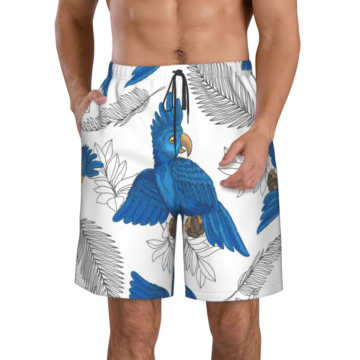 Quick Dry Summer Mens Beach Board Shorts Briefs For Man Swim Trunks Swimming Shorts Beachwear  Parrots Tropic Forest