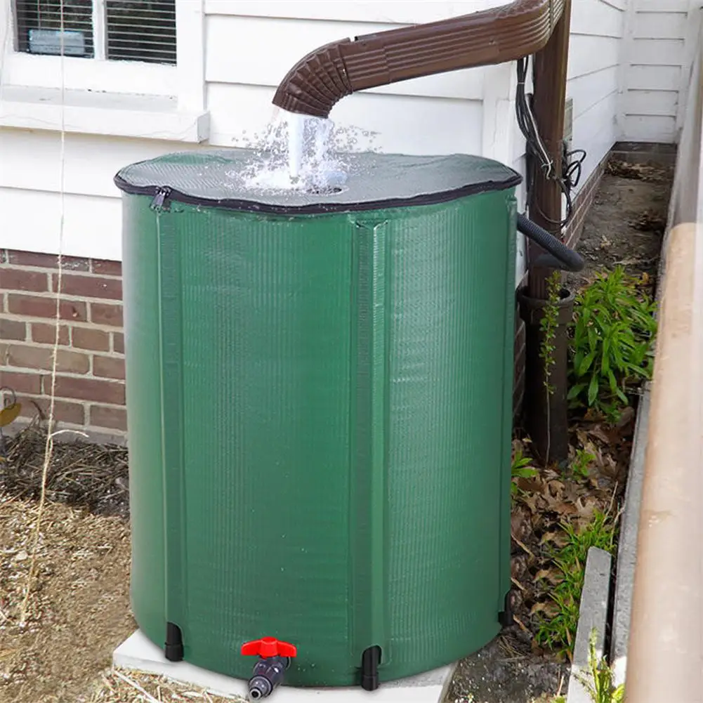 66 Gallon Rain Bucket Water Collector Pvc Mesh Cloth Support Rods Collapsible Portable Rain Barrel