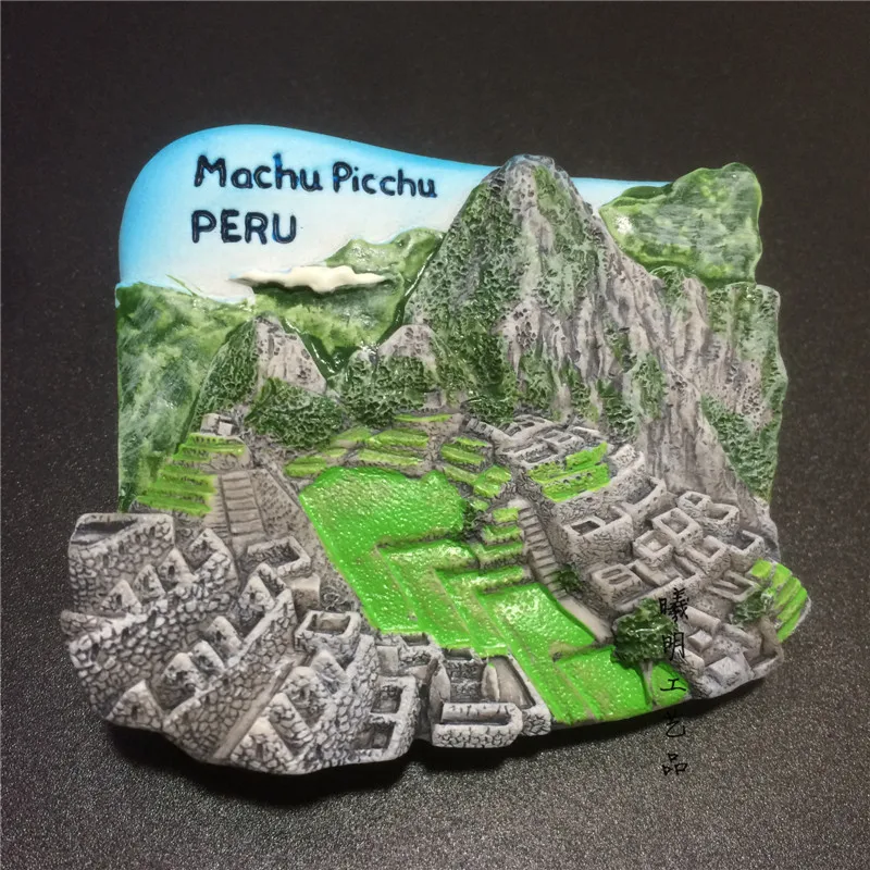 Peru Machu Picchu Ruins Fridge Magnet Resin Tourist Souvenir Peru Magnetic Refrigerator Stickers Home Kitchen Decoration Gift
