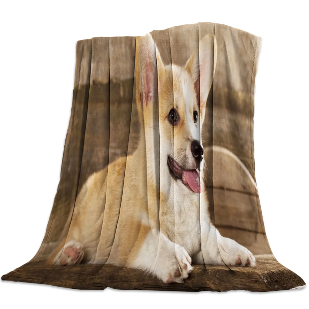 

Throws Travel Fleece Throw Cover Wrap Hypoallergenic Microfiber Decorative All Season Twin Corgi Dog Cute Pets Bed Cover Blanket